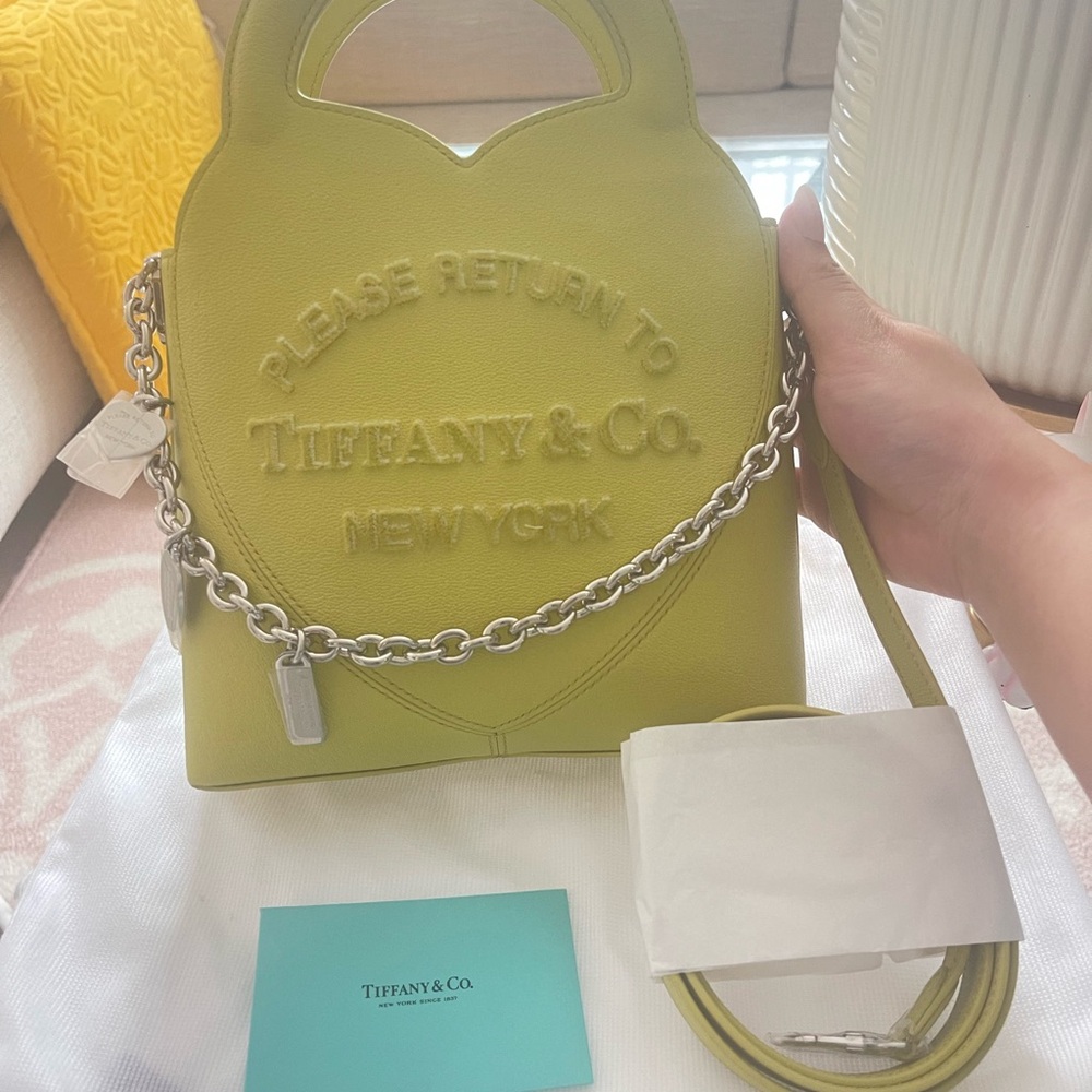 Tiffany & Co. Lime Green Leather Shoulder Bag with Chain Strap